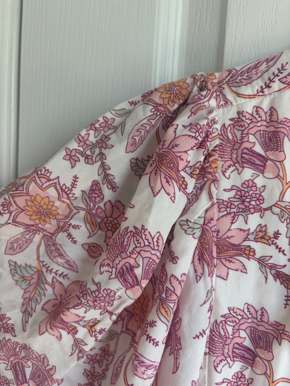 Floral Maxi Dress Boho Peasant V-Neck Flowy Cottagecore Size M Feminine Romantic - Picture 8 of 11